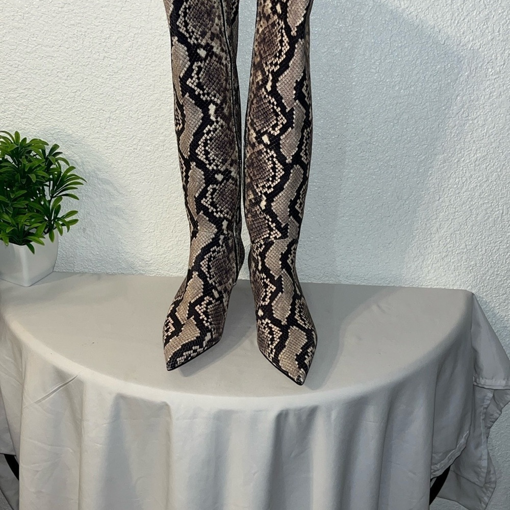 Gianni Bini Gray and Cream Over the Knee Boots